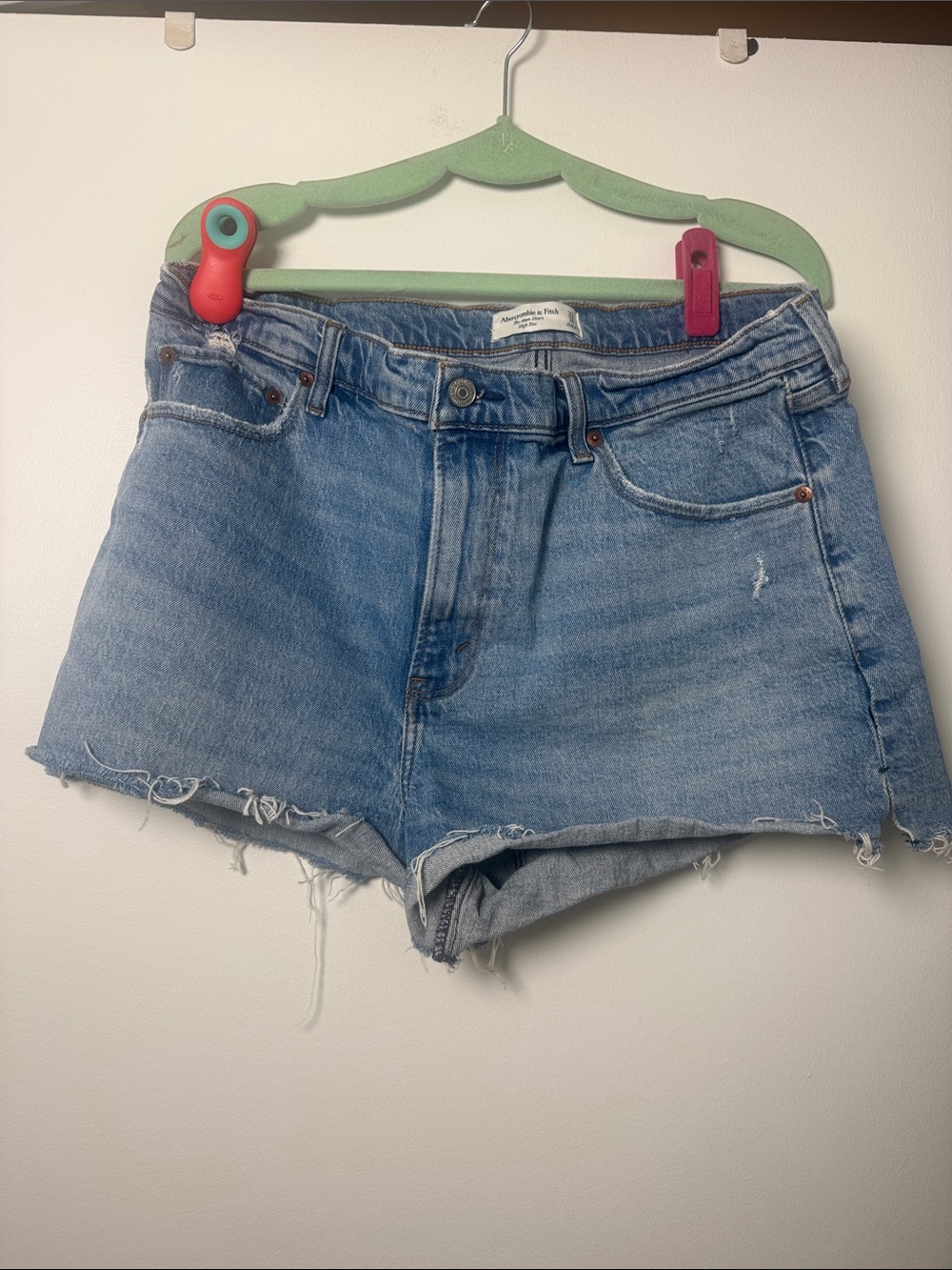 Abercrombie & Fitch Light Blue Distressed Denim Shorts